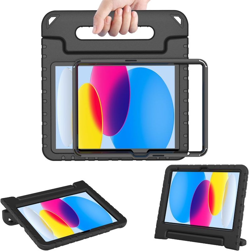 Photo 1 of AVAWO Kids Case for New iPad (A16) 11th Generation 11 Inch 2025, iPad 10th Generation 10.9" 2022 with Built-in Screen Protector Durable Shockproof Lightweight Handle Cover for i Pad 10/11 Gen, Black
