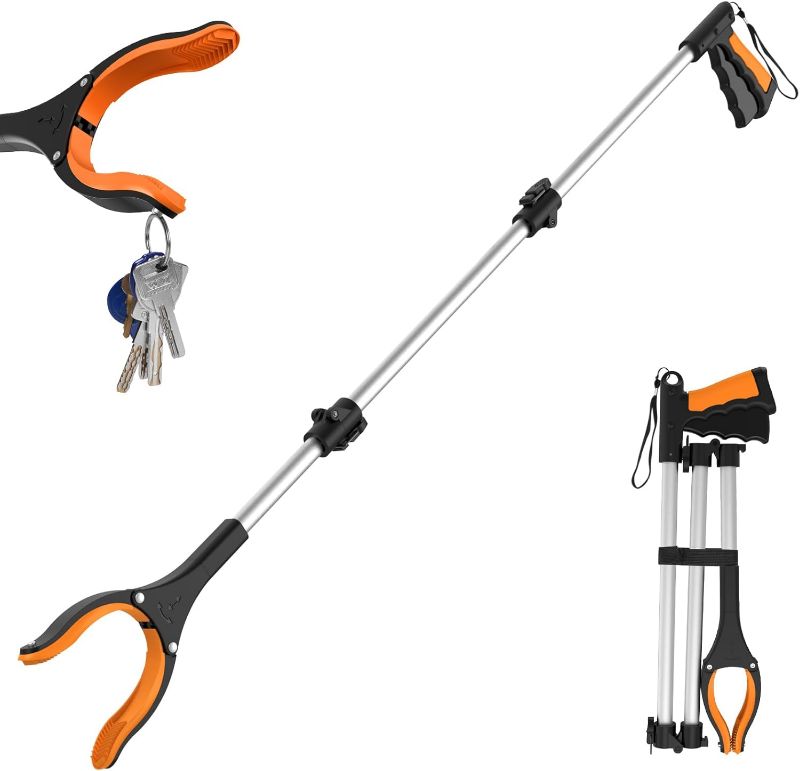 Photo 1 of 43" Extra Long Grabber Tool, Foldable Grabbers for Elderly Grab It Reaching Tool with Rotating Jaw +Magnets, 4" Wide Claw Opening Reacher Grabber Pickup Tool, Grabber Reacher Tool Heavy Duty
