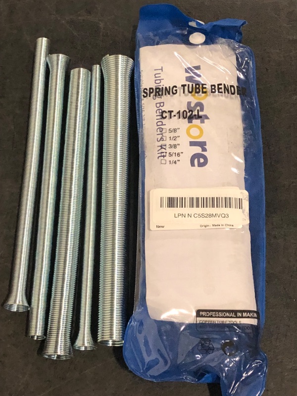 Photo 1 of 5 Pack Spring Tube Bender Set 1/4'', 3/8'', 1/2'', 5/8'' and 3/4'' for Copper, Aluminum and Thin Wall Steel Tubing Bender Kit, 13.78" / 350mm Length
