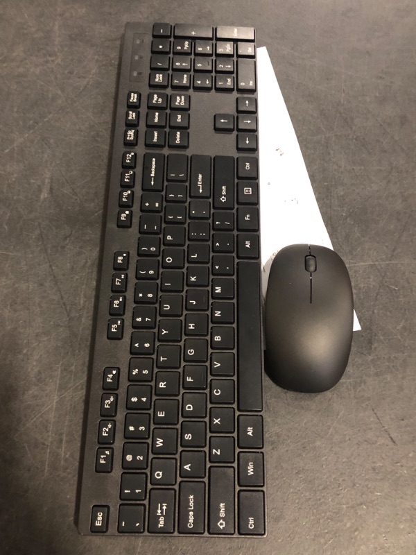 Photo 1 of Wireless Keyboard and Mouse Combo, 2.4G Silent Cordless Keyboard Mouse Combo for Windows Chrome Laptop Computer PC Desktop, 106 Keys Full Size with Number Pad, 1600 DPI Optical Mouse (Black)
