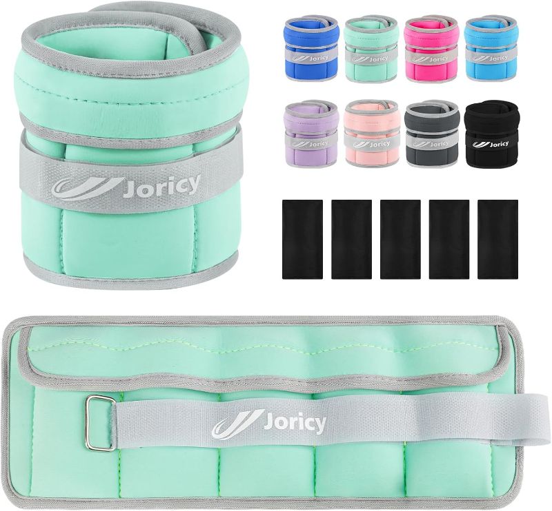 Photo 1 of Adjustable Ankle Weights for Women Men Kids 1/2/3/4/5/6/8/10/12/20 LBS 1 Pair Wrist Leg Arm Weights with Removable Weight Strength Training Weight for Walking Running Fitness Physical Therapy
