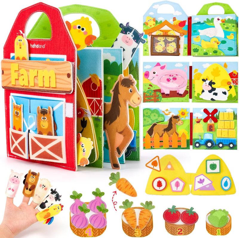 Photo 1 of Busy Board for 1 Year Old - Farm Animals Quiet Busy Book for Toddlers 1-3 - Montessori Toys for 1 Year Old Boy Girl Gifts - Educational Activity Books Felt Learning Board Airplane Travel Toys