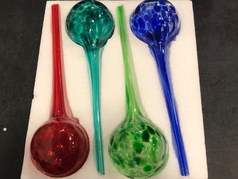 Photo 1 of Blazin Indoor Plant Watering Globes | Automatic Self Water Bulbs | Aqua Water Globe | Decorative Hand-Blown Glass | 4pc Deluxe Set (Large)

