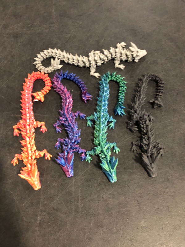 Photo 1 of 5Pcs 3D Printed Dragon 12In-Perfect Basket Essentials Stuffers, 3D Printed Flexible Articulated Crystal Dragon
