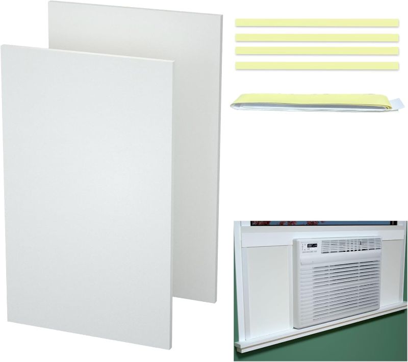 Photo 1 of Insulated Window AC Side Panels – Heat/Draft Seal, Winter/Summer Air Conditioner Insulation with 4 Edge Strips, Bug Stopper (EVA2P) | Window AC Accessories

