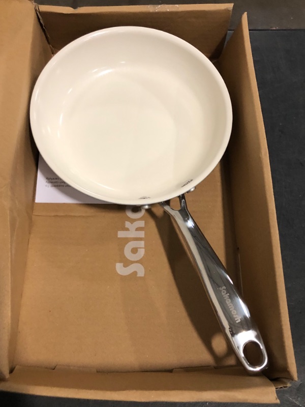 Photo 1 of 8" Tri-Ply Stainless Steel Frying Pan, Nonstick Ceramic Pan, Skillet with Stay-Cool Handle, Non Toxic, PFAS PFOA PTFE Free, Dishwasher & Oven Safe, Induction, Compatible with All Cooktops
