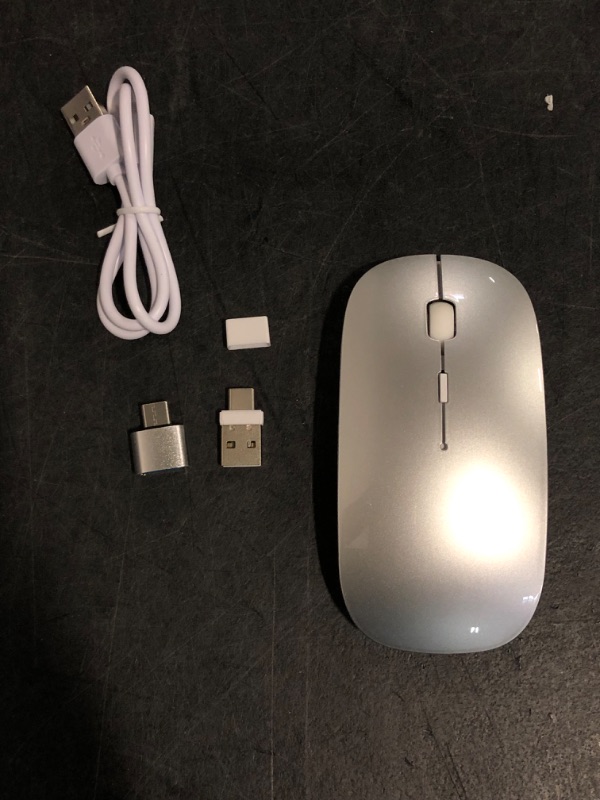Photo 1 of Bluetooth Wireless Mouse for Laptop mac MacBook ipad MacBook air MacBook pro pc Desktop Computer Windows Chromebook Notebook (Silver)
