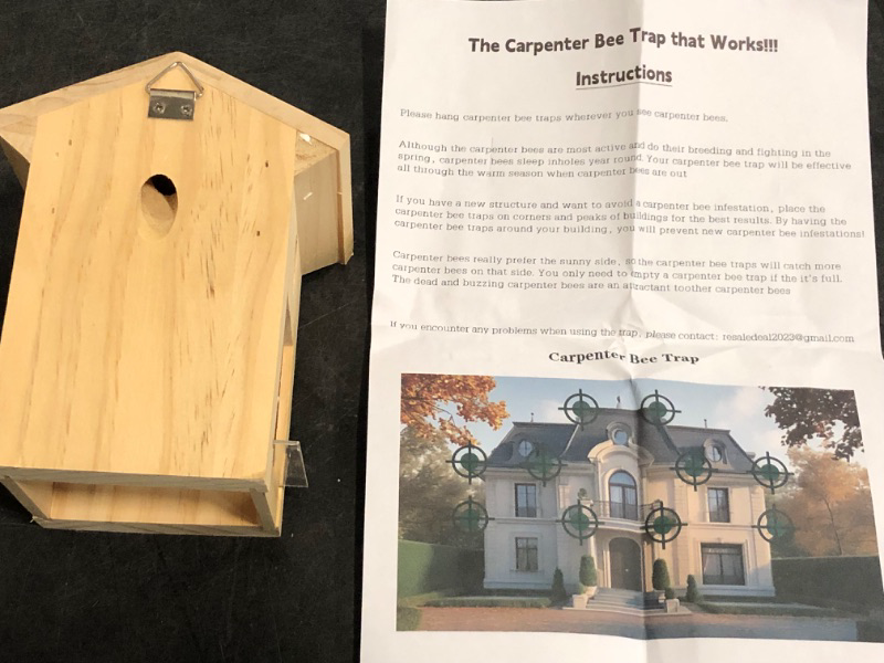 Photo 1 of Carpenter Bee Observer, Untreated Pine Wood Device for Garden & Farm, Monitor Bee Activity to Protect Wood Structures from Damage

