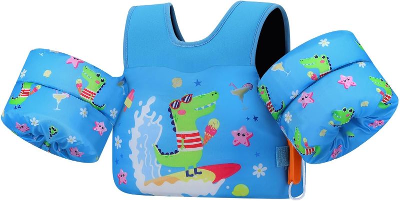 Photo 1 of MoKo Toddler Swim Vest for Kids 13-30/20-50/22-66lbs, Swim Arm Floaties Cartoon Swimming Water Wings Pool Float Vests Sleeves Shoulder Straps Arm Band for Children Learn to Swim
