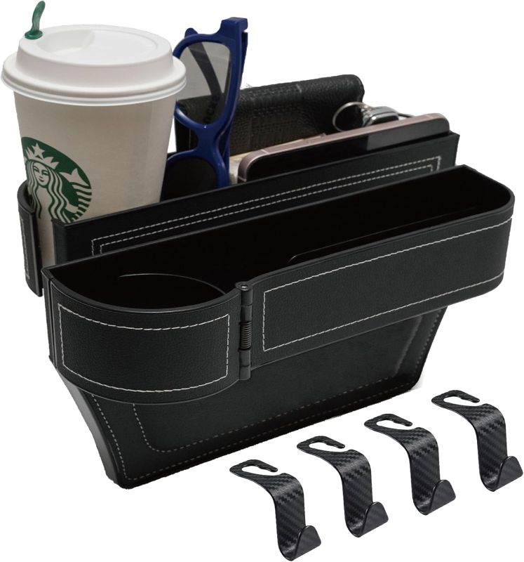 Photo 1 of Car Seat Gap Filler Organizer,2 Pack Gap Filler for Car,Seat Gap Storage Box with Cup Holder Expander,Car Organizer Front Seat for Holding Phone, Glasses, Keys, Cards(Black)
