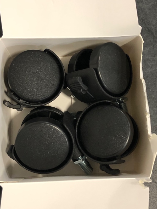 Photo 1 of 4 Pack 1.5 Inch Swivel Stem Caster Wheels Replacement Casters 1.5'' Furniture Wheel with Locking Brake Metric Threaded Stem M8 Wheels for Table Drawer Plant Shelf Metal Rack Laundry Basket
