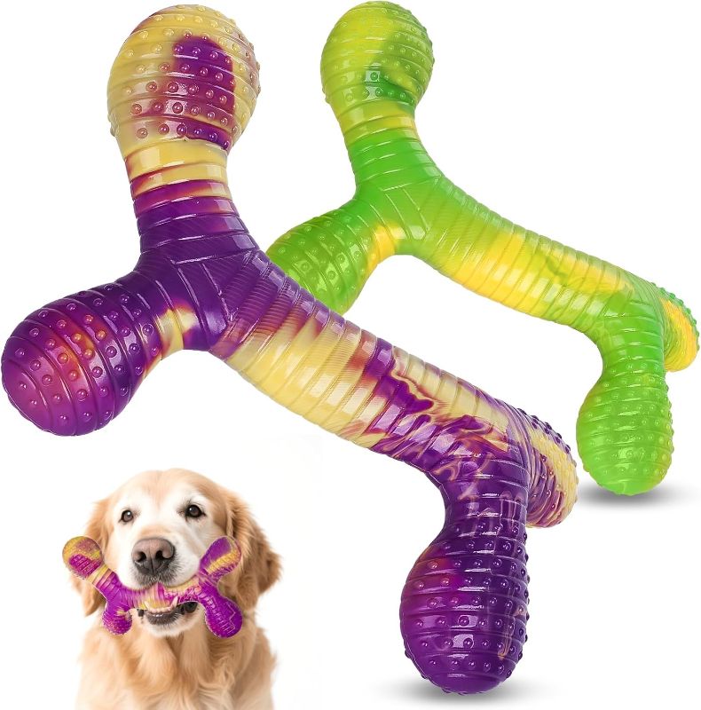 Photo 1 of Dog Toys for Aggressive Chewers 2 Pack, Indestructible Dog Toys for Large Dogs, Tough Dogs Chew Toy to Keep Them Busy, Beef Flavored, Gifts for Large Medium Breed
