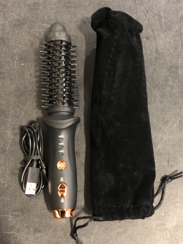 Photo 1 of Curling Brush,Cordless Rechargeable Hair Curling Brush,Anti-Scald Heated Round Wand 4000mAh,for Short Hair and Long Hair,Up to 180°C,Heated Styling Straightener for Travel(Black)
