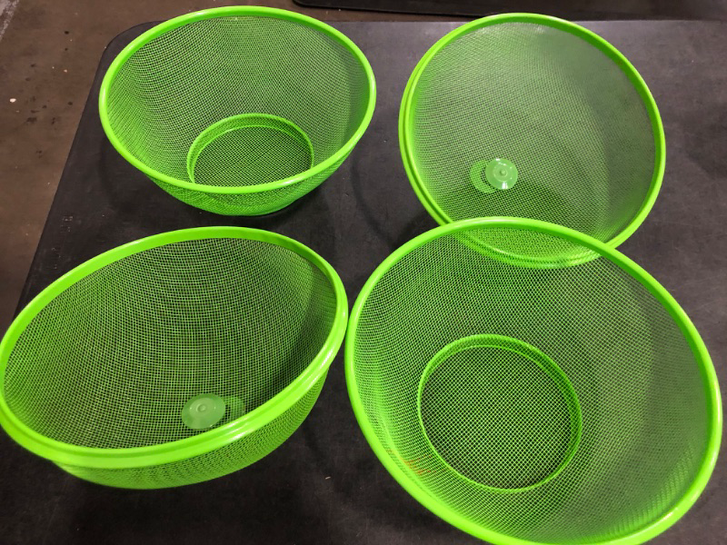 Photo 1 of 2Pcs Large Capacity Mesh Fruit Basket with Lid Food Grade Prevent Fly Stainless Steel Kitchen Drain Basket Vegetables Fruit Holder (GREEN)
