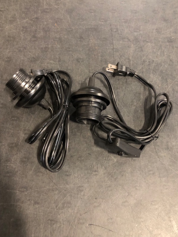 Photo 1 of Plug in Pendant Light Cord - 16Ft Hanging Light Kit E26/E27 Light Socket Hanging Lantern Lamp Cord with On/Off Switch,Socket Rings, 2 Pack, Black
