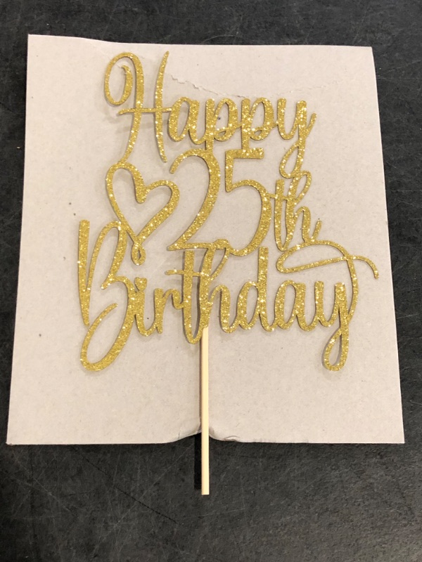 Photo 1 of Gold Glitter Happy 25th Birthday Cake Topper - Cheers to 25 Years Cake Topper, 25 & Fabulous Cake Decoration for Hello 25th Birthday Anniversary Party Cake Decorations Supplies
