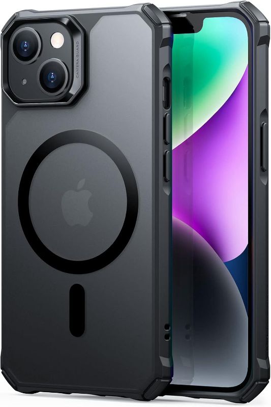 Photo 1 of ESR for iPhone 14/iPhone 13 Case, Compatible with MagSafe, Shockproof Military-Grade Protection, Air-Guard Corners, Magnetic Phone Cover for iPhone 14/13, Air Armor Series, Frosted Black
