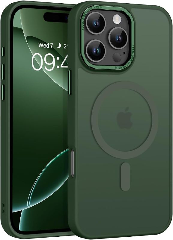 Photo 1 of BENTOBEN Magnetic iPhone 16 Pro Max Case, Compatible with MagSafe | Military Grade Drop Protection | Slim Translucent Matte | Shockproof | Anti-Fingerprint | 6.9" | Green
