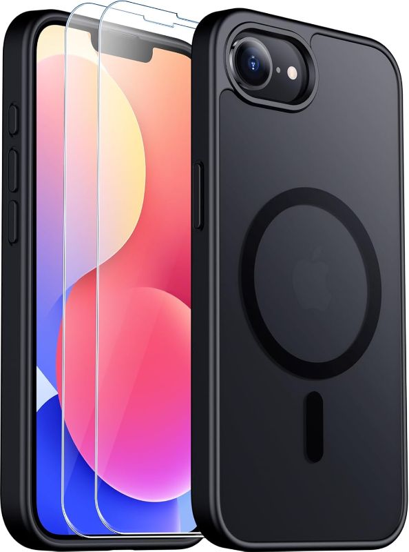 Photo 1 of SPIDERCASE Designed for iPhone 16e Case, Magnetic Translucent Matte Case with 2PCS Tempered Glass Screen Protector Anti-Scratch Anti-Fingeprint Slim Phone Case for iPhone 16E 2025 6.1'', Black
