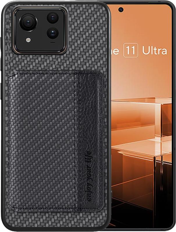 Photo 1 of for ASUS Zenfone 11 Ultra Wallet Case with Card Holder [Carbon Fiber Pattern Design] [Built-in 2 Credit Card Slots] [Hidden Magnetic Closure] Full Body Protective Phone Case Cover, Black
