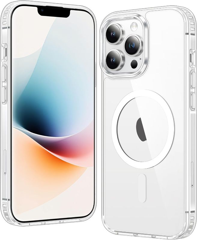 Photo 1 of FNTCASE for iPhone 13 Pro-Max Case: Clear Magnetic Phone Cases Compatible with Magsafe Slim Anti Yellowing Military Grade Drop Protection Rugged Protective Transparent Cell Phone Cover (A-Clear)