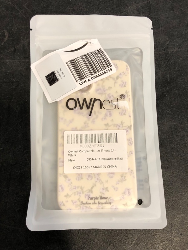 Photo 1 of Ownest Compatible with iPhone 14 Case Vintage Floral Rose Pattern Cute Design for Women Girls Fashion Slim Soft Flexible TPU Rubber for iPhone 14-White
