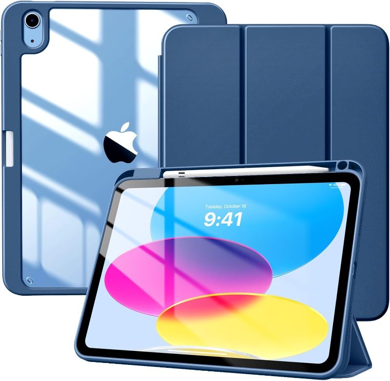 Photo 1 of TiMOVO Case for iPad (A16) 11th Generation 11 Inch 2025, iPad 10th Generation Case 10.9 Inch 2022 with Pencil Holder,Slim Protective Cover with Clear Back Shell,Auto Wake/Sleep, Abyss Blue
