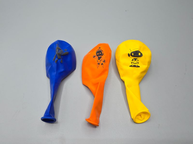 Photo 1 of 18 Robot Design Balloons - 3 Colors - 3 Designs - 6 of Each Color