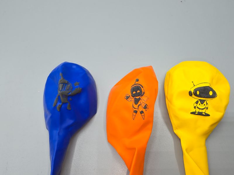 Photo 1 of 18 Robot Design Balloons - 3 Colors - 3 Designs - 6 of Each Color