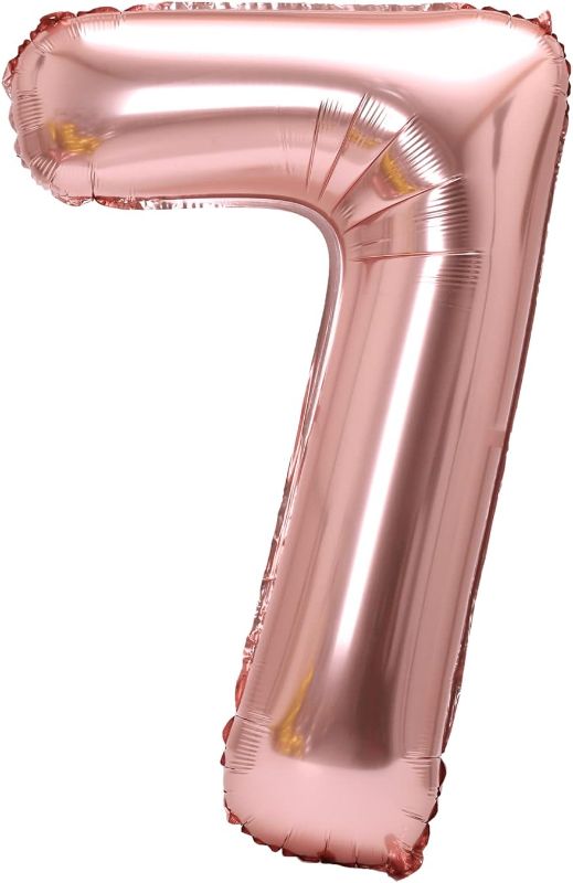 Photo 1 of 40 Inch Large Foil Helium Number Balloon Birthday Wedding Party 0-9 (Rose Gold, 7)
