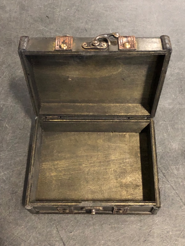 Photo 1 of WaaHome Treasure Box for Kids 6.2" Pirate Treasure Chest Small Decorative Wooden Box for Storage Keepsakes Jewelry Tarot Cards Trinkets Dice and Home Decor Gifts
