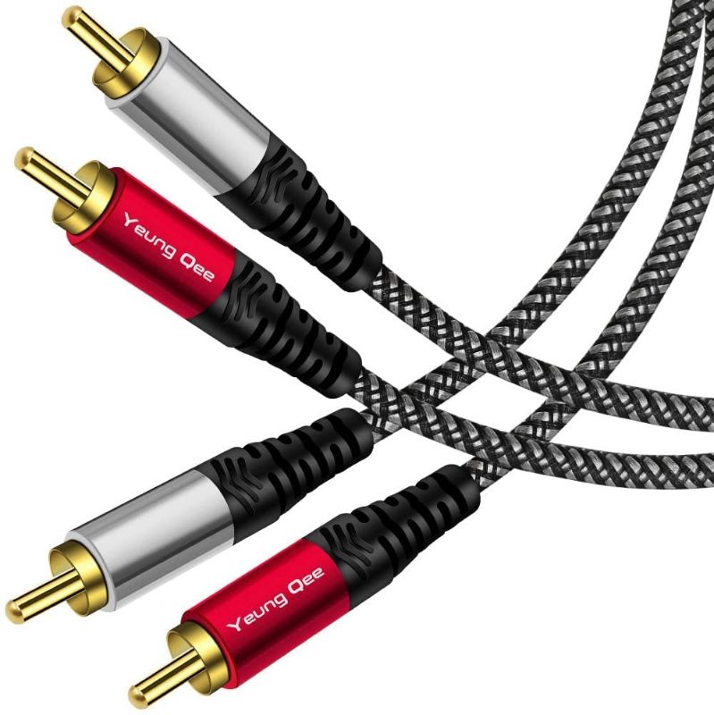 Photo 1 of RCA Cable 1.5 ft, 2RCA Male to 2RCA Male Audio Stereo Subwoofer Cable Nylon-Braided Auxiliary Audio Cord for Home Theater, HDTV, Amplifiers, Hi-Fi Systems,Speakers (1.5FT/0.5M)
