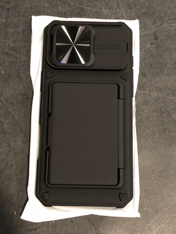 Photo 1 of SSLOTSCASE iPhone 16 Pro Max Case with Card Holder & Kickstand | Slide Camera Lens Cover | Silicone Edge Protection | Rugged Heavy Duty | 6.9'' 2024 | Black
