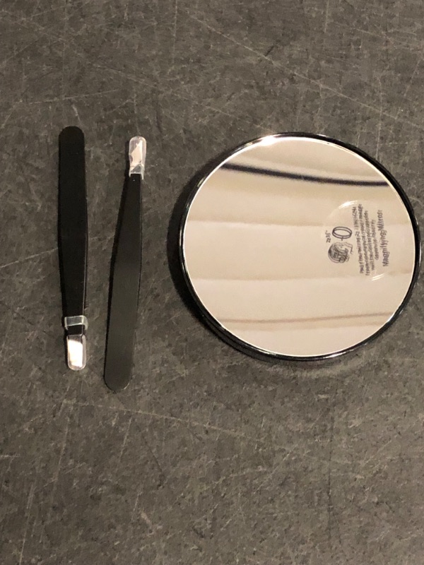 Photo 1 of 30X Magnifying Mirror, Magnifying Mirror Suction Cup, Travel Makeup Mirrors with Precise Tweezers, Compact Mirrors for The Removal of Female Facial Hair, 3.5 Inches (Black)
