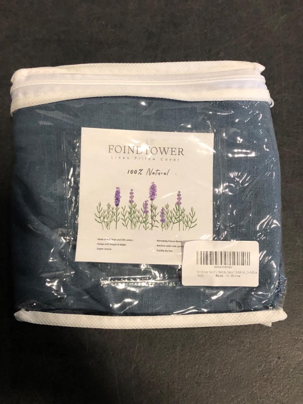 Photo 1 of Foindtower Set of 2 Decorative Linen Fringe Lumbar Throw Pillow Covers Farmhouse Cushion Cover with Tassels Accent Pillowcase for Couch Sofa Bed Living Room Home Decor,12×24 Inch,Dark Blue

