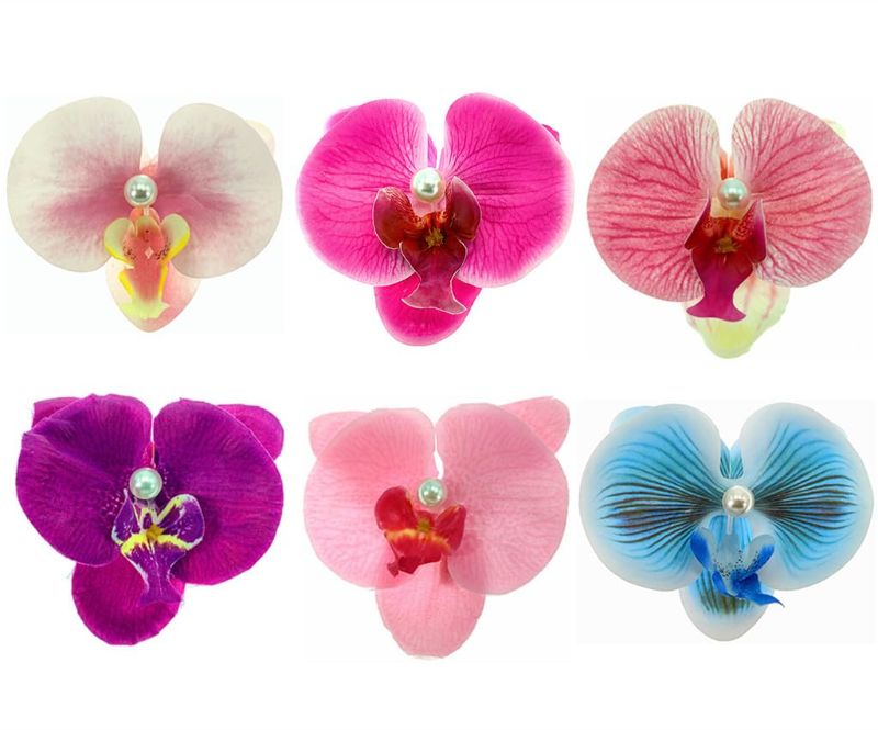 Photo 1 of ALIMITOPIA Flower Hair Clip Bohemia Hawaiian Fabric Artificial Moth Orchid Flower Alligator Hair Clip Hairpin Barrette Headdress Bobby Pins Headwear Hair Accessories(4 inches;6pcs)
