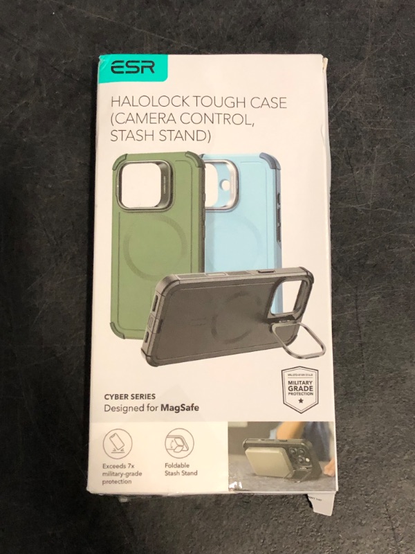 Photo 1 of ESR for iPhone 16 Case with Stand, 23 ft Military-Grade Drop Protection, Heavy Duty Magnetic Phone Case, Compatible with MagSafe Accessories, Cyber Series, Light Blue
