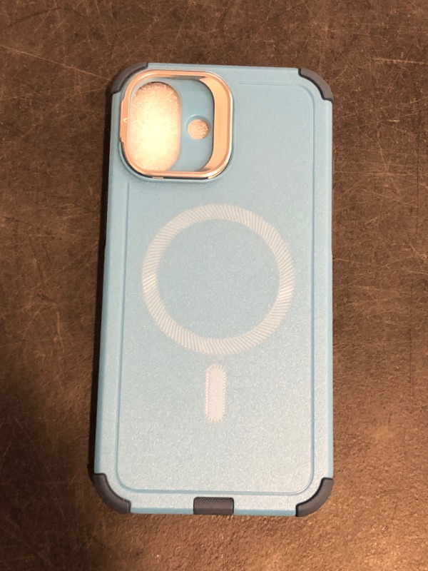Photo 1 of ESR for iPhone 16 Case with Stand, 23 ft Military-Grade Drop Protection, Heavy Duty Magnetic Phone Case, Compatible with MagSafe Accessories, Cyber Series, Light Blue
