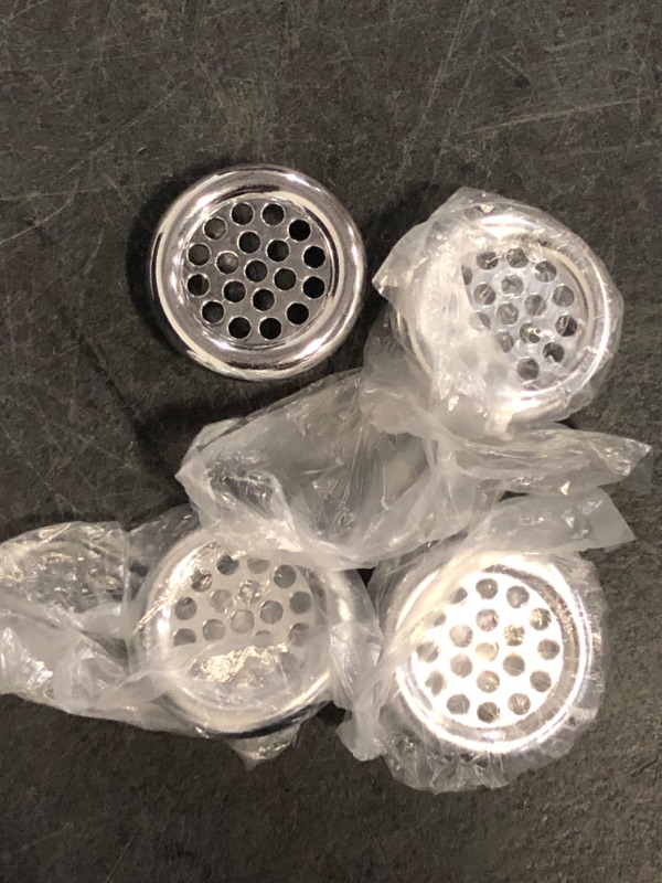 Photo 1 of 4 Pack Sink Overflow Trim-Ring Stainless Steel Bathroom Kitchen Basin Hole Insert, Honeycomb Round Cap (Silver)
