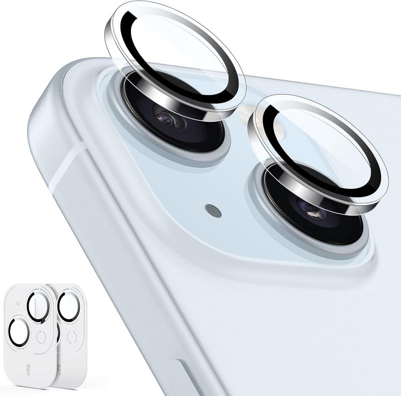 Photo 1 of ESR 2 Pack Camera Lens Protector for iPhone 15/15 Plus/14/14 Plus, Ultra-tough HD Individual Lens Protectors, Scratch Resistant, Ultra-thin Tempered Glass, Armorite Series, Clear
