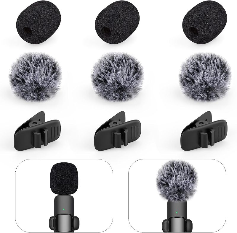 Photo 1 of Mini Wireless Furry Windscreen & Foam Cover Set for Lavalier Microphone, Wind Muff Foam Mic Cover with Clip to Reduce Plosive and Better Highlight the Vocals, Washable and Windproof Wind Screen(9 Pcs)
