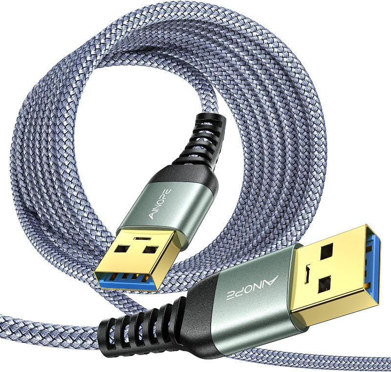 Photo 1 of AINOPE USB to USB Cable, USB 3.0 A to A Male to Male Cable [Never Rupture] Double End Type A Cord Compatible with Hard Drive Enclosures, KVM, DVD Player, TV, Laptop Cooler,10Ft/Grey
