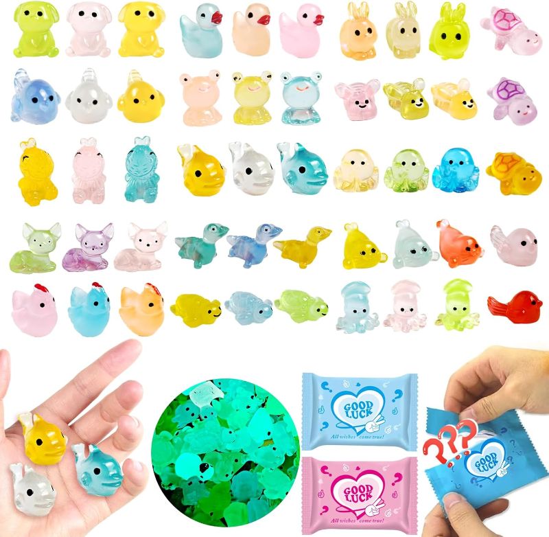 Photo 1 of 50 Pcs Glow in the Dark Mini Animal Figurines – Assorted Resin Creatures in Blind Bags for DIY Crafts, Fairy Garden Decor, Dollhouse Accessories, Party Favors, Surprise Gifts for Kids and Adults
