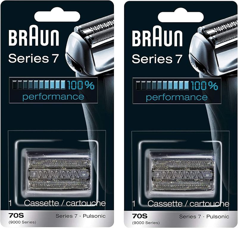 Photo 1 of Braun Series 7 70S Replacement Cassette for Electric Shaver, Compatible with Pulsonic and 9000 Series, Pack of 2