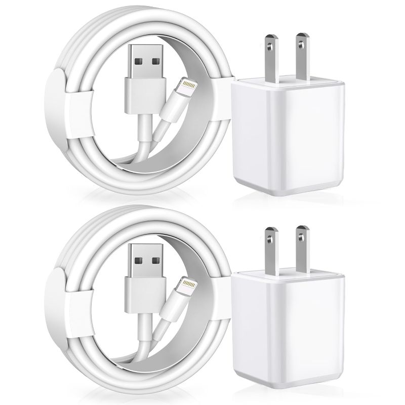 Photo 1 of [Apple MFi Certified] iPhone Charger, 2Pack Lightning Cable Apple Charging Cords &Fast Quick USB Wall Charger Travel Block Plug Adapter for iPhone 14/13/12/11 Pro/11/10/XS MAX/XR/8/7/6s/6 Plus
