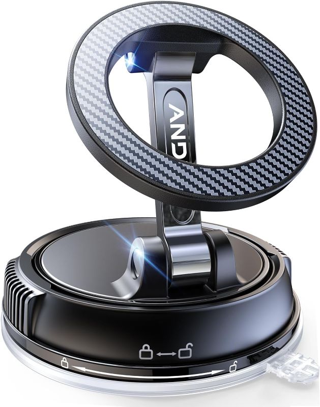 Photo 1 of Car Phone Holder for Magsafe [78+LBS Strongest Suction & 2400gf Strongest Magnetic] 360° Adjustable Car Phone Mount, Phone Holders for Your Car for iPhone 16 Pro Max 15 14 13 12 Plus (Carbon Fiber)
