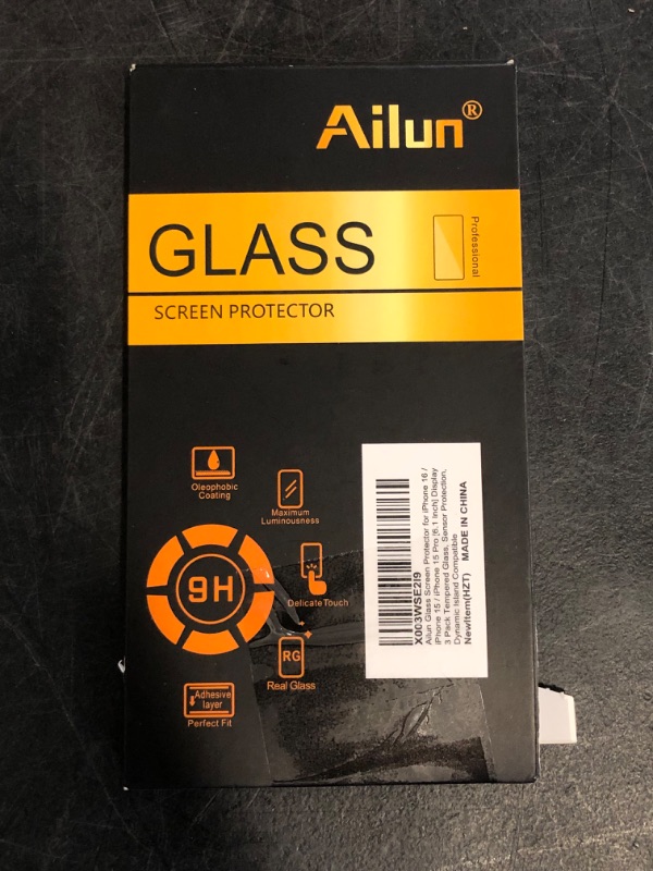 Photo 1 of Ailun Screen Protector for iPhone 16 / iPhone 15 / iPhone 15 Pro [6.1 Inch] Display 3 Pack Tempered Glass, Dynamic Island Compatible, Case Friendly [Not for iPhone 16 Pro 6.3 Inch].
