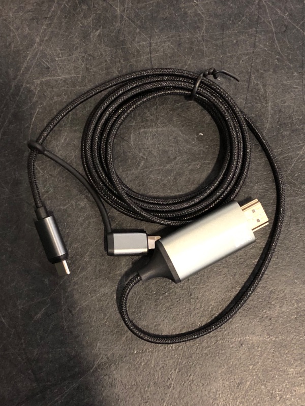 Photo 1 of 2-in-1 Lightning & Type C to HDMI Cable [6FT], HDMI Cable for iPhone, Dual Interface for All iPhones (16/15/14/Pro/Max) & iPad Pro/Air, Sync Video and Sound (Not for Laptops or Android phones)
