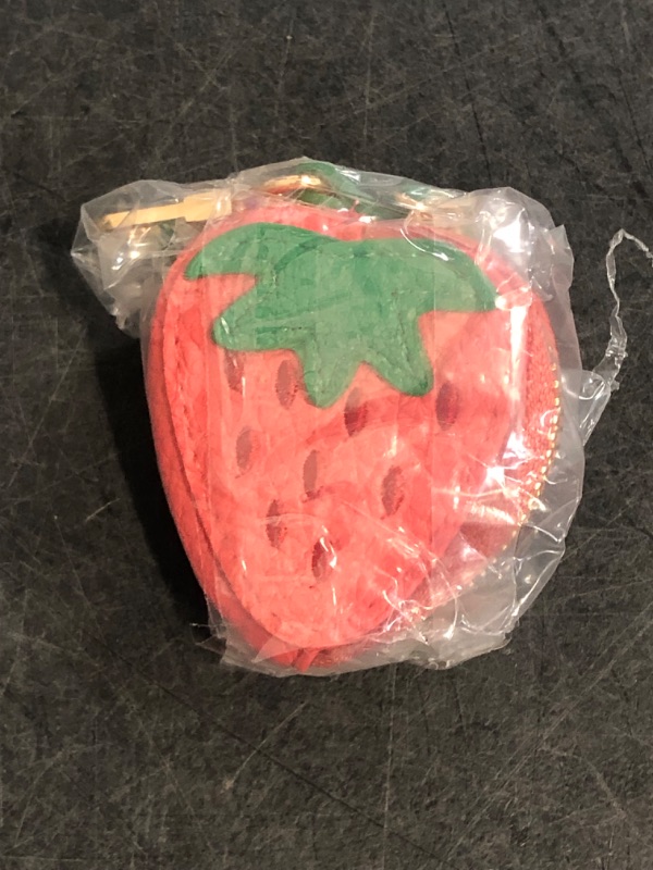 Photo 1 of Fruit Coin Purse Keychain, Cute Leather Fruit Bag Charm, Mini Pouch Wallet Fruit Shape Key Chain for Women Gift
