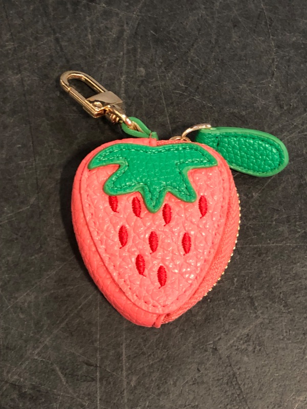 Photo 1 of Fruit Coin Purse Keychain, Cute Leather Fruit Bag Charm, Mini Pouch Wallet Fruit Shape Key Chain for Women Gift

